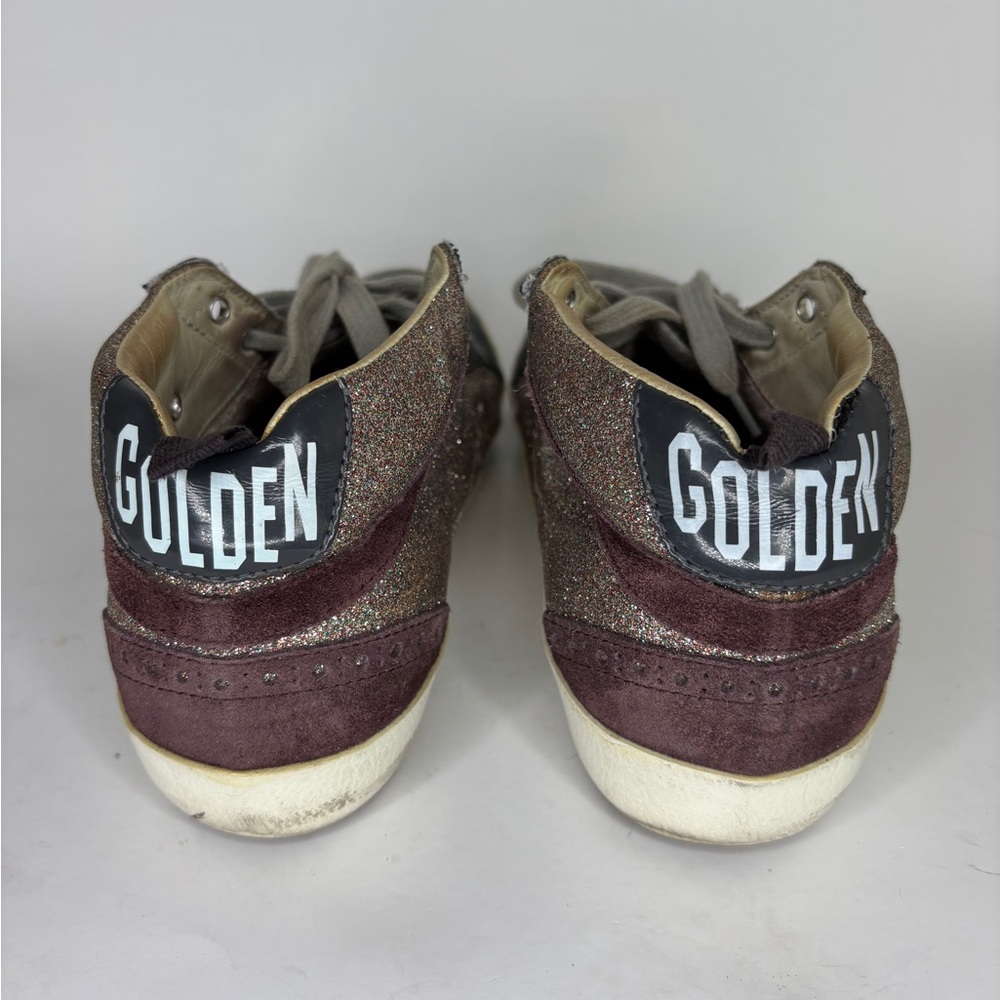 Golden Goose Green/Gold velour midstar Sneakers Silver Star Size 36 US 6 - Picture 6 of 16